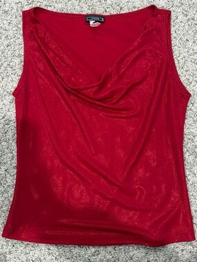 Vixen Red Metallic Cowl Neck Sleeveless Y2K Top